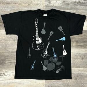 Vintage Y2K Tennessee River Electric Guitars Drum Set Mens L Graphic T-Shirt‎